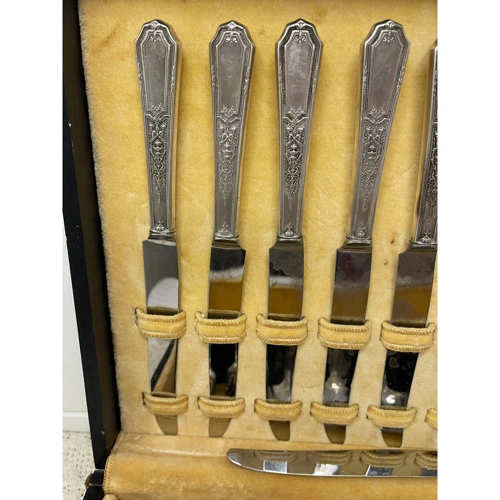 International Silver Ancestral Silverplate Flatware Set with Case Vintage 43pc